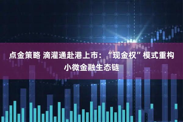 点金策略 滴灌通赴港上市：“现金权”模式重构小微金融生态链